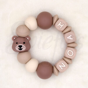 BIJTRING met naam | Beer | Noah | Naturel Beige