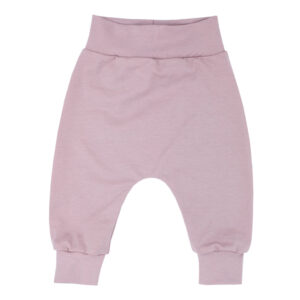 Effen oudroze babybroekje met brede tailleband. Comfortabel basic babybroekje voor newborn en baby.